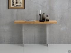 Console table Nouvelle with wooden top and glass legs