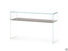 Multiglass clear glass hall table with back-lacquered shelf