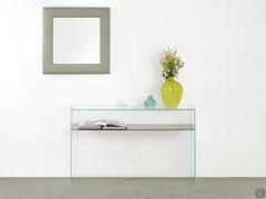 Multiglass clear glass hall table with back-lacquered shelf