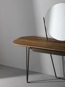 Detail of the wooden top of Bonaldo's Coseno console table, offered here with optional undermount drawer