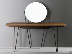 Front view of modern wooden console table with mirror Coseno by Bonaldo