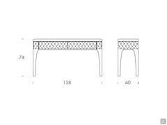 Modern leather console table Tiffany - dimensions