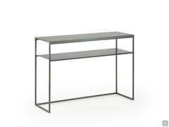 Chelsea console table in charcoal metal curved plate and additional shelf