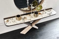 Terminal hallway console table with Keramik stone top by Cattelan