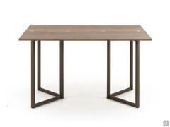 Fold console table with Bronze metal legs and top in Caramel Knotty Oak