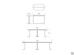 Cora minimal extendable metal console table - Layout and Measurements