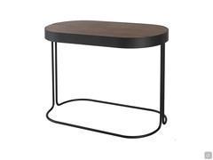 Cora minimal extending metal console table, with wood-effect melamine top