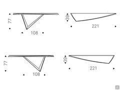 Measurements - Design console table in wood and steel Varenne by Cattelan