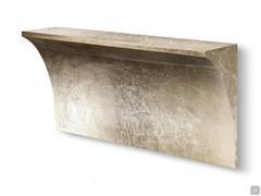 Curved iron wall console table Tropea by Cantori - Three-quarter view with pale champagne silver leaf finish.