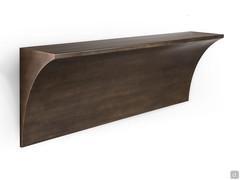 Curved iron wall console table Tropea by Cantori - Three-quarter view with patinated bronze finish.