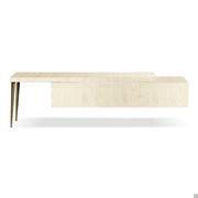 Entryway console table with flap City in lacquered M1 mother-of-pearl brushed