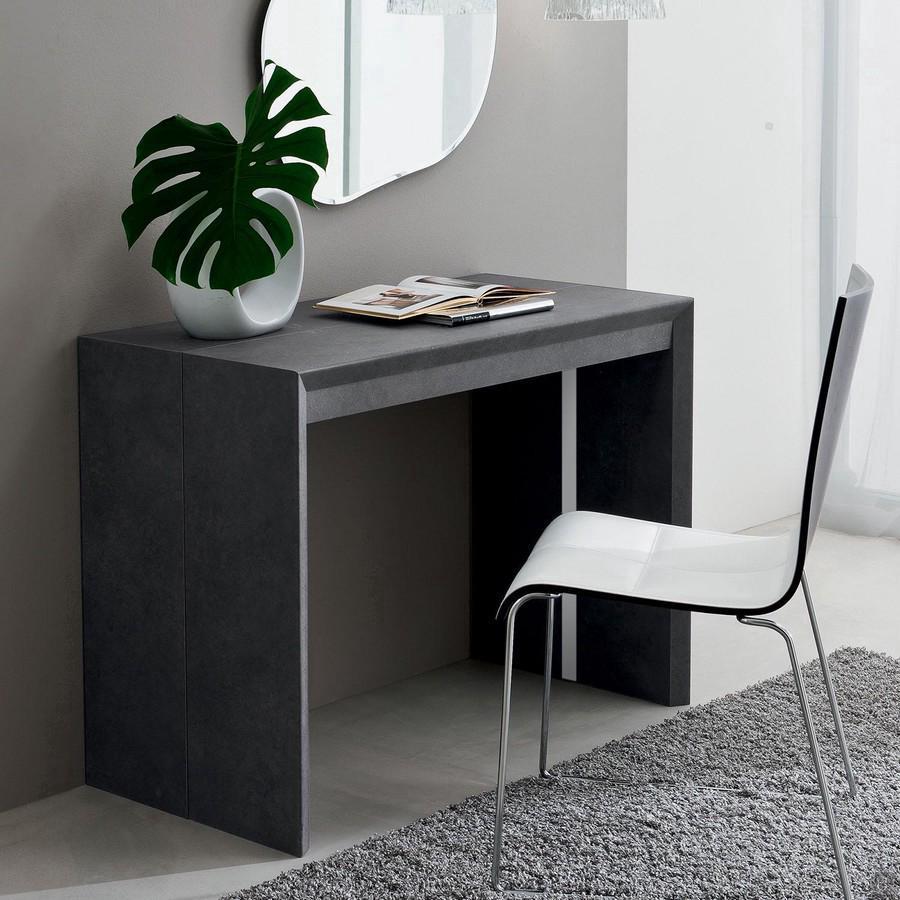 Console extension table Malcolm in black porphyry HPL laminate