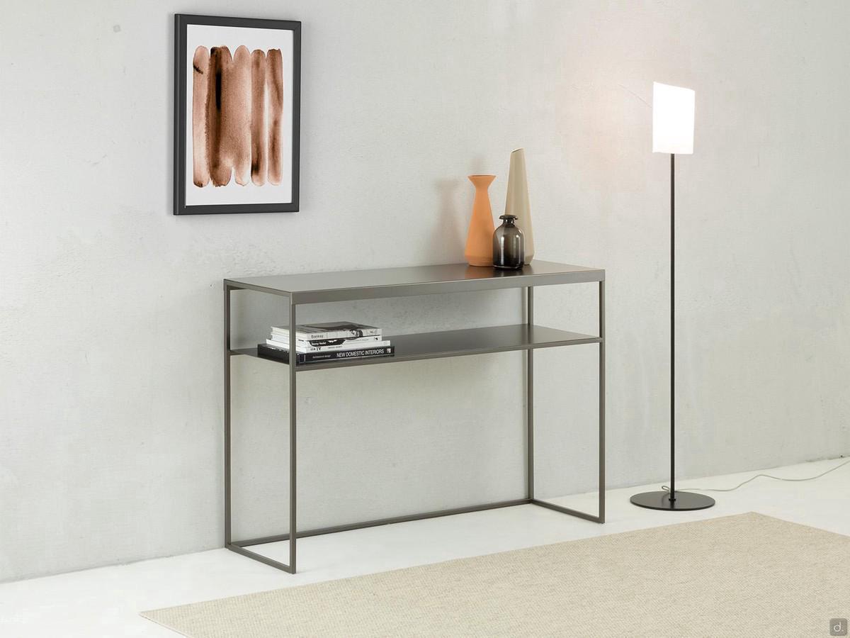 Chelsea minimal metal and glass console table available also in a total metal version