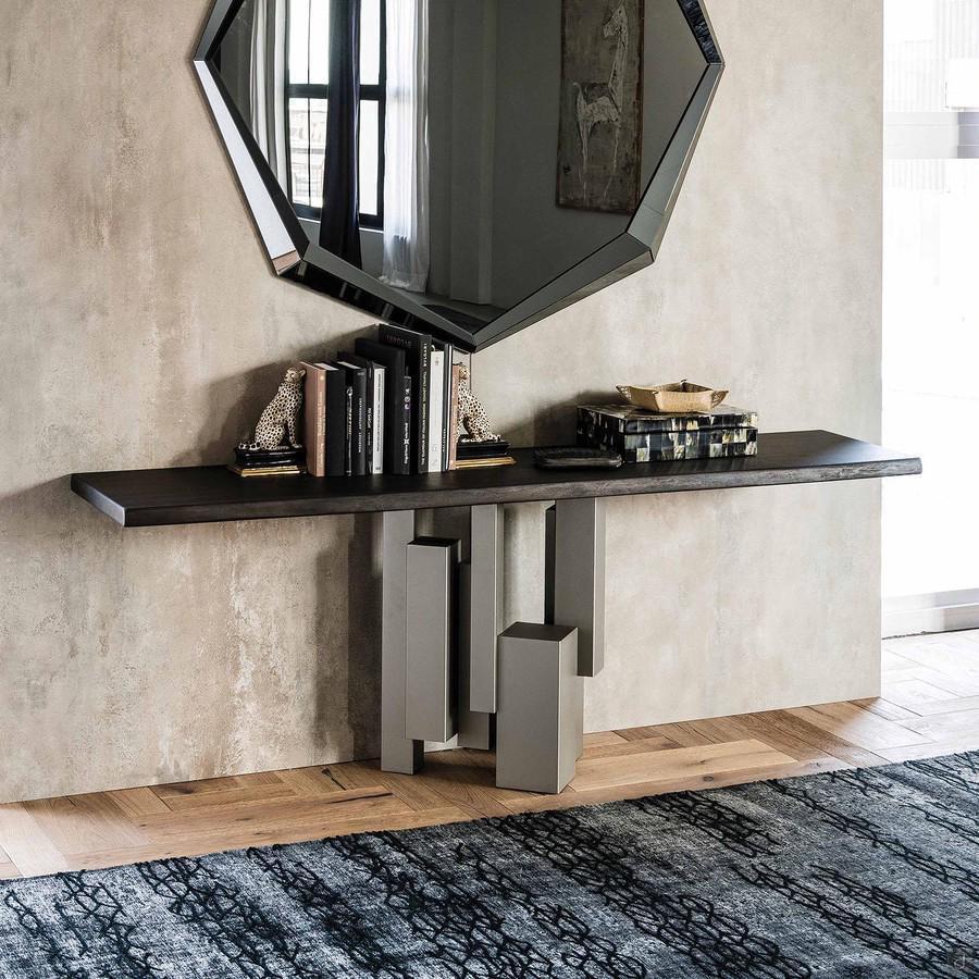 Skyline console table in debarked wood by Cattelan