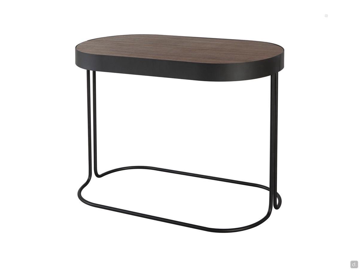 Cora minimal extending metal console table, with wood-effect melamine top