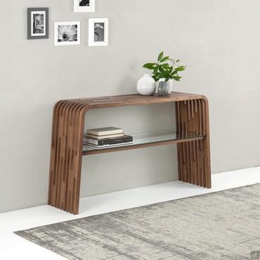 Grover slatted console table in ash solid wood