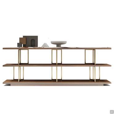 Lana elegant wooden and metal console table with marble top