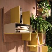 Plan Box metal sheet open compartment in white colour, matched to the backrest with shelves Plan Tetris