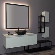 Metal mirror, base and open wall cabinet for bathroom composition N73 Atlantic