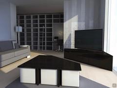 Special Project 02 - View of wall bookcase and TV area