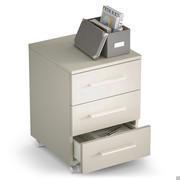 Almond desk chest of drawers on casters