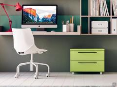 Almond chest of drawers with casters lacquered in green