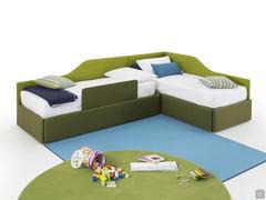 Birba beds with upholstered safety bed rail