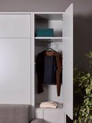 Bookcase All-in configured with seasonal door and wardrobe-like interior set-up, with a single shelf and a pull-out hanging tube