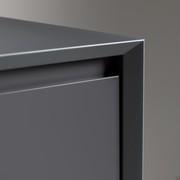 Close up of the join between the top and the additional side - wood-effect melamine in the 271 Reflex Carbon finish