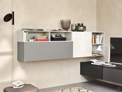 Elegant composition with open compartments, 120 cm flap wall unit and hinged wall unit