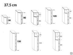 California wall-mounted storage cabinet - Patterns and measurements of models with a width of 37.5 cm