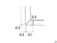 Dimensional diagrams of the side closing side panel, designed to surmount the original side panel of the cabinet and stand at the same level as the hinged doors