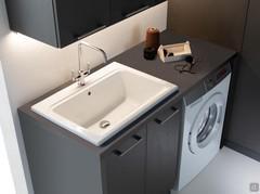 Oasis Top countertop for laundry bases and wall units in stone-effect melamine 151 kaos, thickness 3,5 cm