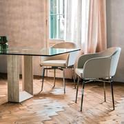 Diapason table by Cattelan: detail of the travertine base 