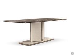 Stone table with coated base Voyage by Cantori, top customizable between ceramic and marble