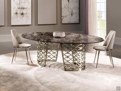 Marble table with perforated metal base Isidoro by Cantori, with oval top