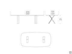 Drawings and measurements of the Still table with a marble top