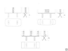 Drawings and measurements of the Still table with a ceramic or porcelain stoneware top