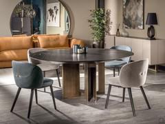 Modern table with marble top Mirage by Cantori, also available in barrel version with four-leg frame