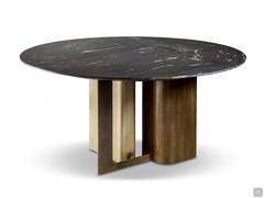 Modern marble table Mirage by Cantori in the round version with built-in lazy susan at center top