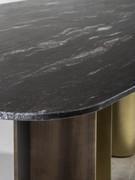 Detail of the marble top of Cantori's Mirage table, also available in a version with a wooden top