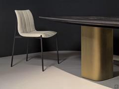 Modern table Mirage by Cantori with central base in Patinated Bronze, marble top and black lacquered wood undertop