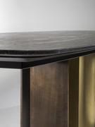 Detail of the undercounter of the modern table Mirage by Cantori, also in black lacquered wood