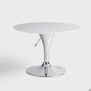 Satellite table with white laminate top and white lacquered leg