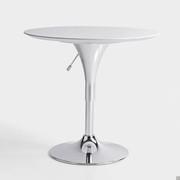 Satellite table with white laminate top and white lacquered leg