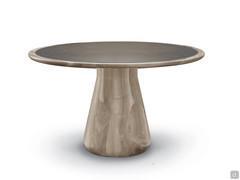 Dining table Miyagi in natural gray walnut with leatherette accessory top