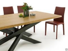 Connor table with oak wood top and manganese base