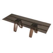 Butterfly extending table with clear bronze glass top and Canaletto walnut legs