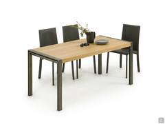 Gary metropolitan metal dining table with wooden top