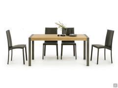 Gary metropolitan table with natural oak wood top and natural iron legs